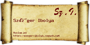 Száger Ibolya névjegykártya