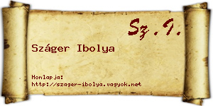 Száger Ibolya névjegykártya